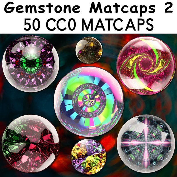 50 Gemstone Matcaps 2 💖 CC0 商用利用可 💖 Pixel Place 💖 