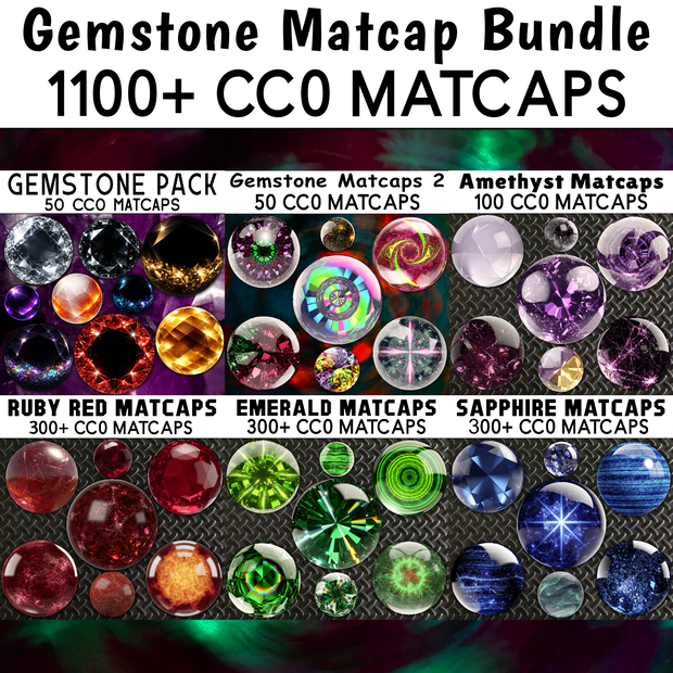 Gemstone Matcap Bundle セット ❤️ CC0 商用利用可 ❤️ Pixel Place ❤️