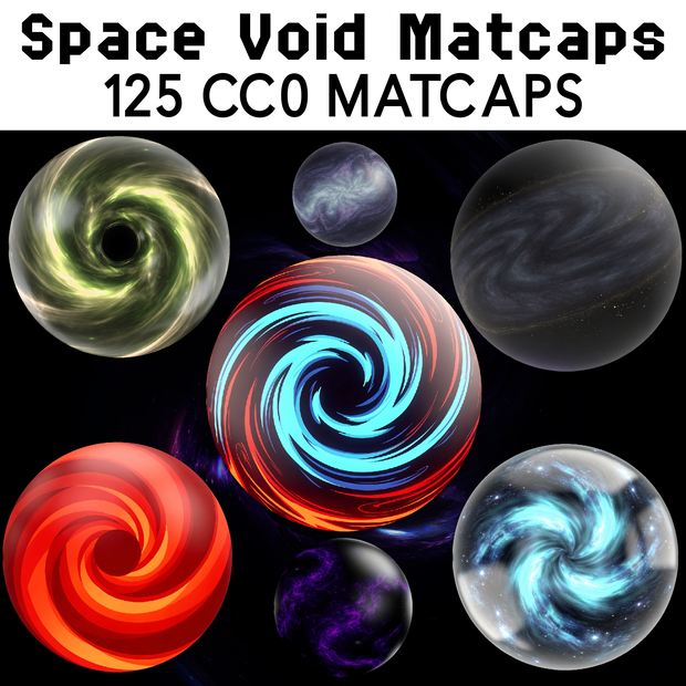 125 Space Void Matcaps 🩶 CC0 商用利用可 🩶 Pixel Place 🩶