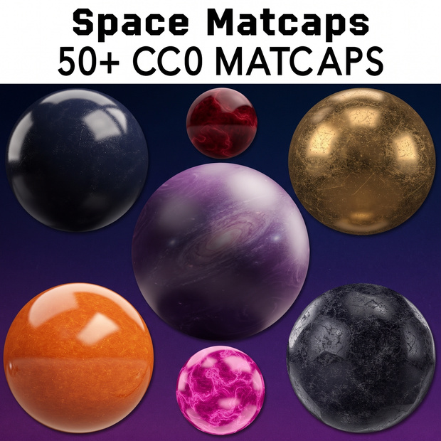 50 Space Matcaps 💜 CC0 商用利用可 💜 Pixel Place 💜