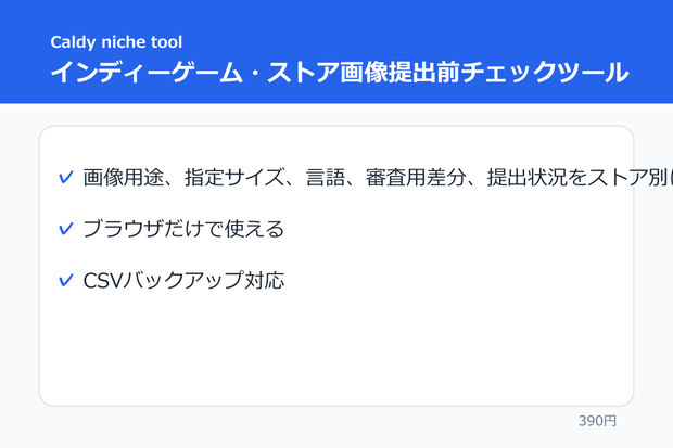 インディーゲーム・ストア画像提出前チェックツール