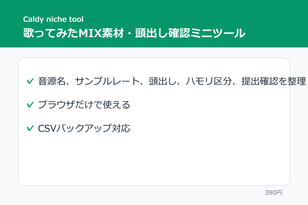 歌ってみたMIX素材・頭出し確認ミニツール