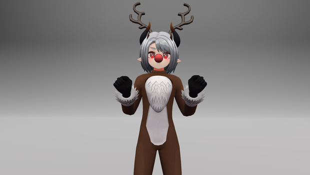 VRChat想定 3Dモデル　「ウラモ」想定衣装　トナカイスーツ