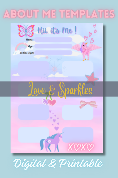About Me Templates (Love & Sparkles)