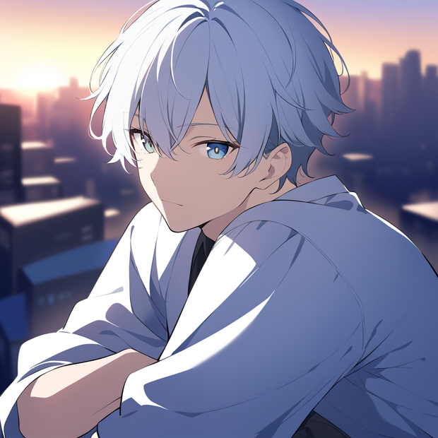 【アイコンセット】青髪男子 5種