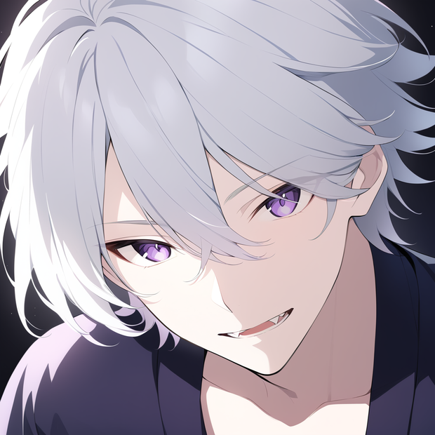 【アイコンセット】銀髪男子 4種
