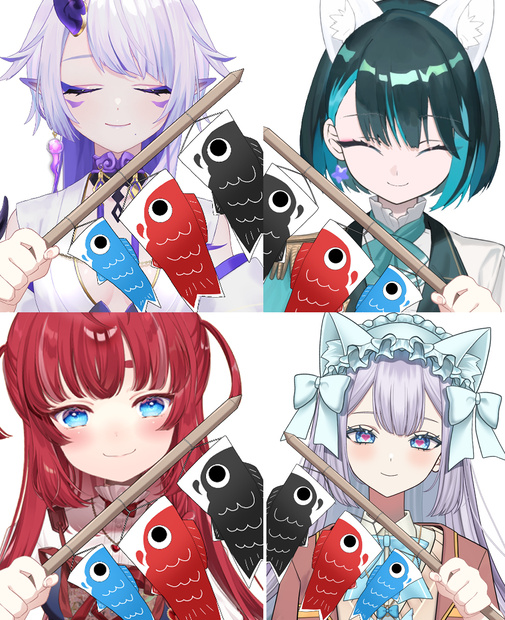 【Vtuber素材】小さな鯉のぼりを持つ素材【高画質＋商用利用権】