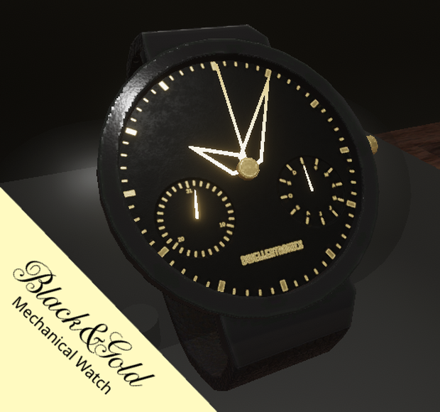 Mechanical Watch "Black&Gold" for VRChat - Works without OSC!