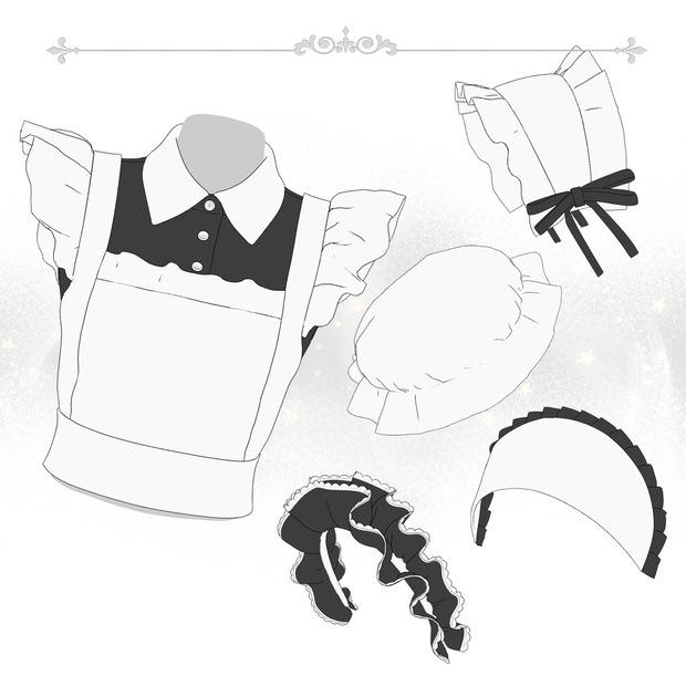 メイド用のヘッドピースとトップス【cs3o】