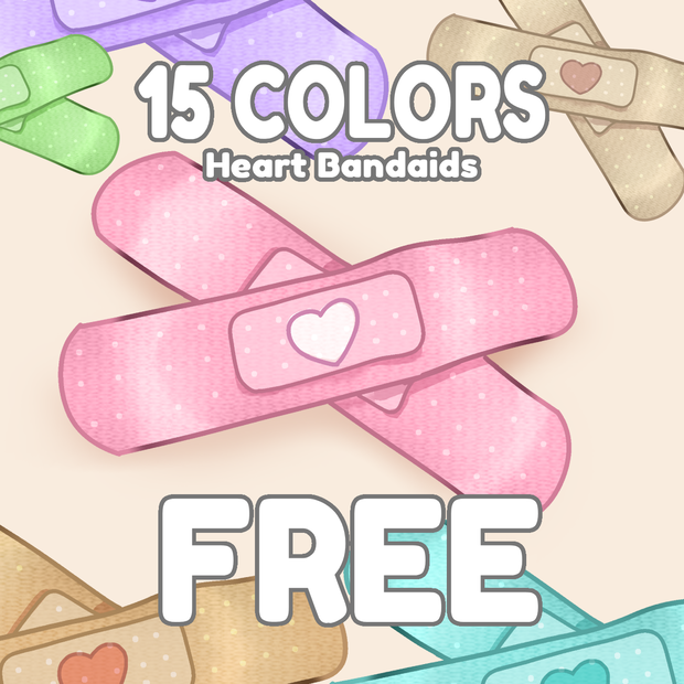 【FREE / VRoid】ハートの絆創膏 15色セット/ Bandaids/Bandage Vroid texture 15 colors 