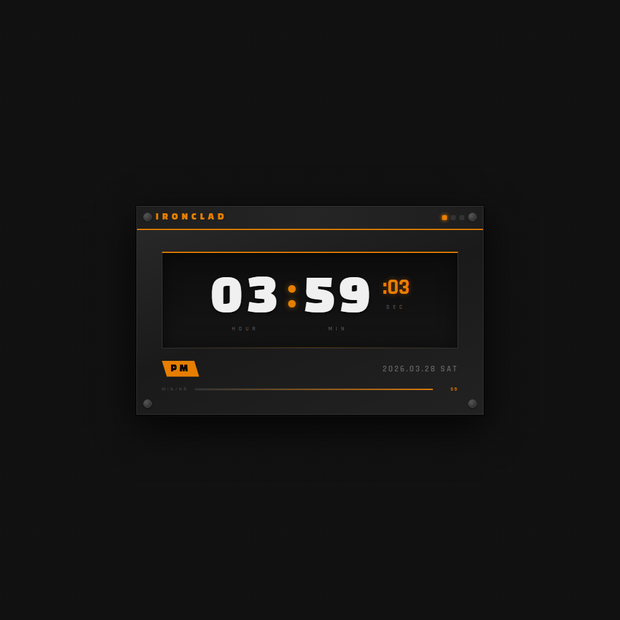 [OBS Widget] HTML Digital Clock — Masculine 🖤