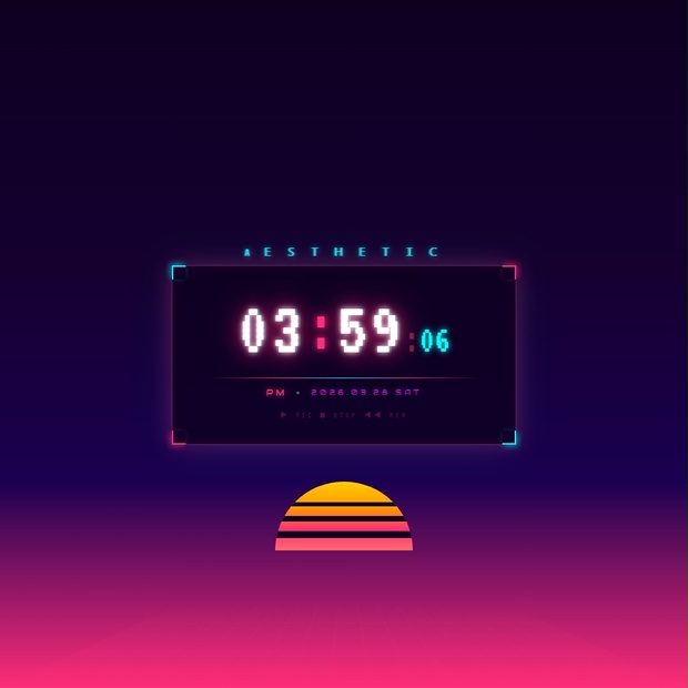 [OBS Widget] HTML Digital Clock — Vaporwave 🌊 - ZZ Creative - BOOTH