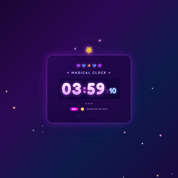 [OBS Widget] HTML Digital Clock — Magical Anime ✨