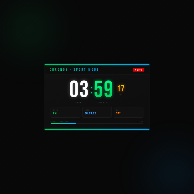 [OBS Widget] HTML Digital Clock — Sport ⚽