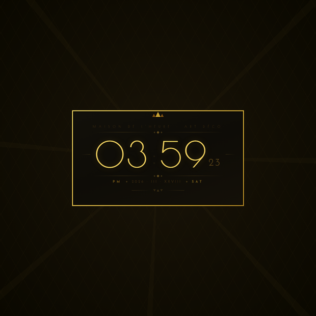 [OBS Widget] HTML Digital Clock — Art Deco 🏛️