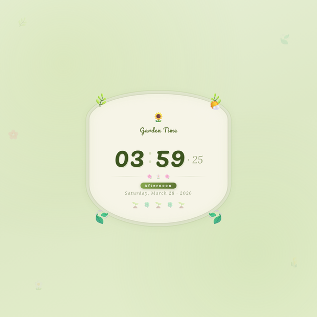 [OBS Widget] HTML Digital Clock — Cottagecore 🌼