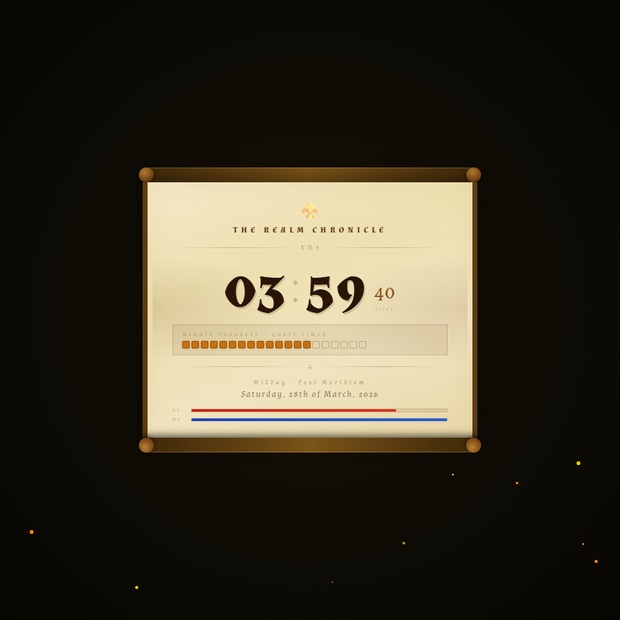 [OBS Widget] HTML Digital Clock — Medieval RPG ⚔️