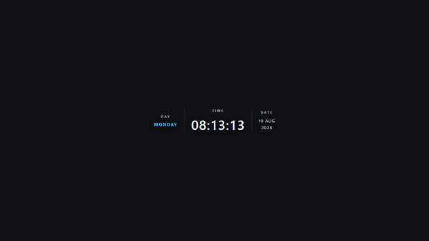 Minimal Clock Widget — Dashboard | OBS Browser Source Overlay