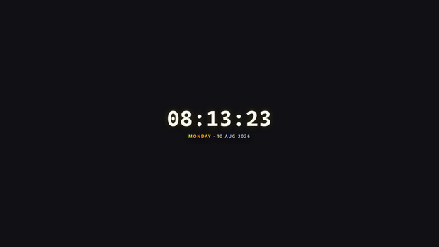 Minimal Clock Widget — Digital | OBS Browser Source Overlay