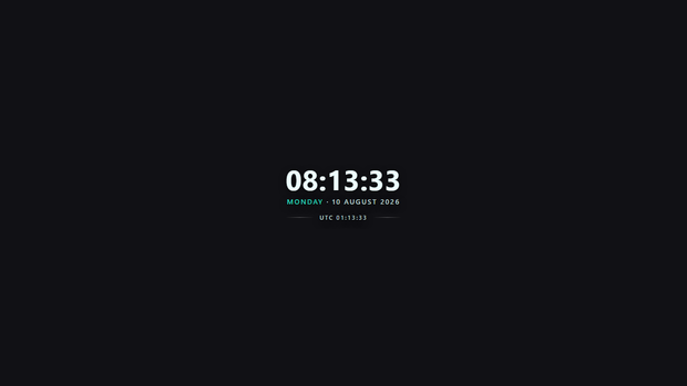 Minimal Clock Widget — Dual | OBS Browser Source Overlay
