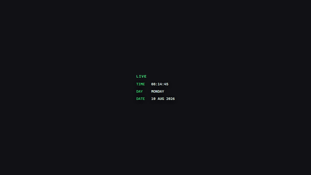 Minimal Clock Widget — Terminal | OBS Browser Source Overlay