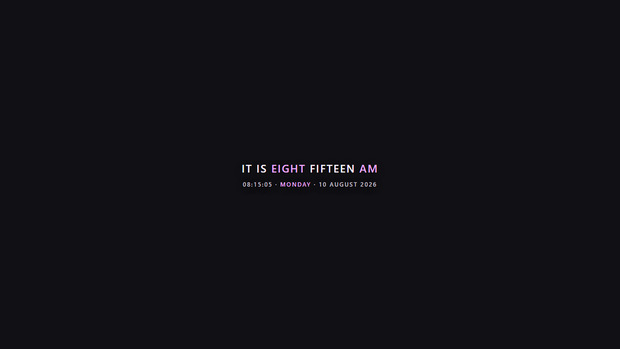 Minimal Clock Widget — Words | OBS Browser Source Overlay