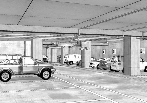 漫画背景 地下駐車場02 Alumin2 Booth