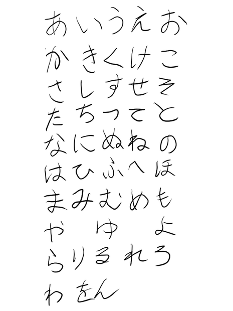 左手で書いたひらがな【五十音】