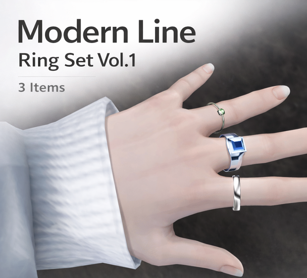 【汎用指輪無料】Modern Line – Ring Set Vol.1【3点セット】