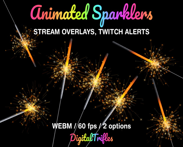 線香花火 、クリスマス配信装飾、Twitchアラート、かわいくて居心地の良いストリーミング素材、 アニメーション付き（ストリーマーやVtuber向け）/ Animated Sparklers, Christmas Stream Overlays, Twitch Alerts, Cute Cozy Stream Assets (for Streamers & Vtubers)