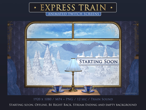 クリスマス トレイン、動く配信画面、冬の Vtuber 背景、ファンタジー スノー レールウェイ 、まもなく開始、サウンド、ループ動画  /Christmas Train, Twitch Stream Animated Overlays, Winter VTuber Background, Fantasy Snow Railway, Starting Soon, Sound