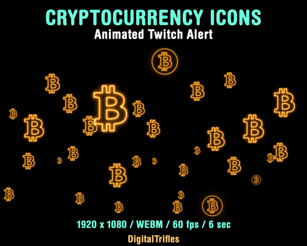 ビットコイン サイン Twitch アラート、暗号通貨のゴールド アイコン、ストリーム デコレーション、ストリーマーと VTuber 向けのアニメーション オーバーレイ / Bitcoin Twitch Alert, Gold Icons of Cryptocurrency, Stream Decoration, Animated Overlay