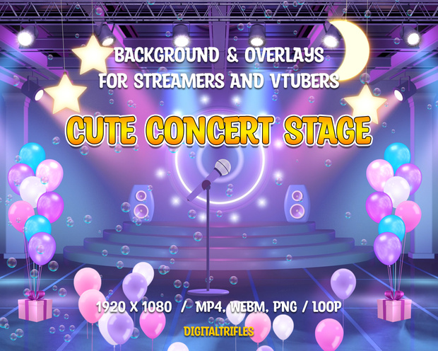 ストリーマーやVTuber、向けのアニメーションステージライトエフェクト、コンサートライブ会場背景、Twitchストリームオーバーレイ、OBS対応 / Concert Stage Twitch Stream Overlays for Streamers, VTubers, Light Effects, Design for Singer, Dancer, Karaoke, OBS