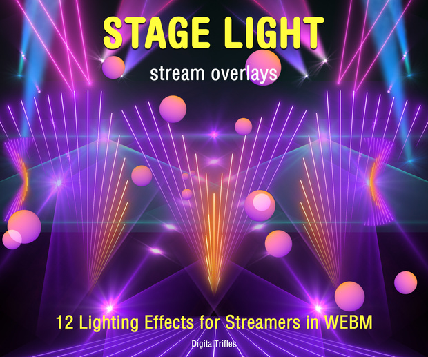 ステージ配信オーバーレイパック・レーザー＆ライトFX12種（Twitchオーバーレイ・VTuber・配信者・DJ・音楽・カラオケ向け、透過WEBMループ）/ Stage Stream Overlay Pack, 12 Laser & Light FX, Twitch Overlays for Streamer & VTuber, DJ, Music, Karaoke, Loop