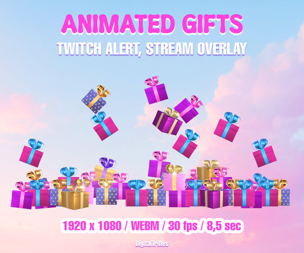 ギフトレイン配信アラート：サブスク・レイド・イベント用の楽しいフルスクリーンTwitchオーバーレイ / Gift Rain Stream Alert: Fun Fullscreen Twitch Overlay for Subs, Raids, and Stream Events