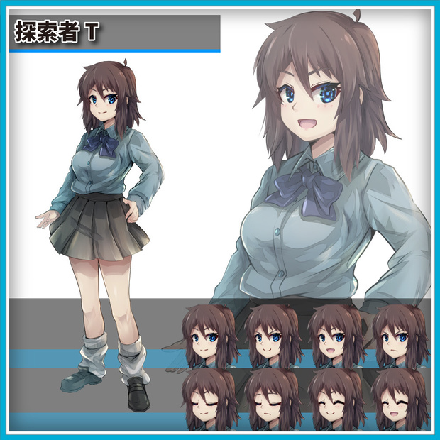 高画質立ち絵素材　「探索者T」学生　差分全10種【無料版あり】