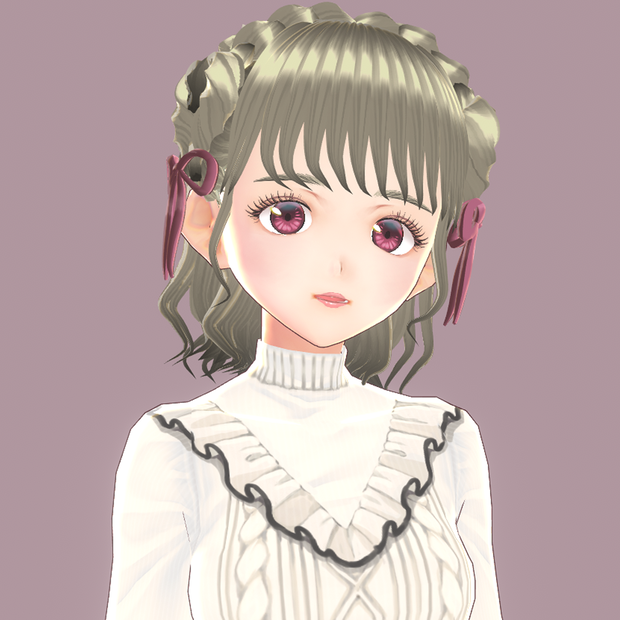 ハート編み込みヘアメ【VRoidヘアプリセット】
