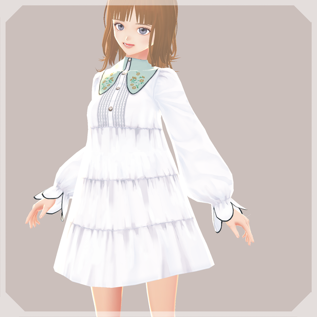フラワーカラーティアードワンピース【VRoid】
