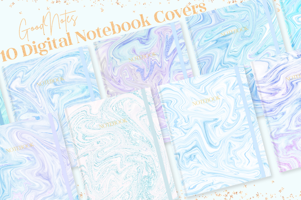 GoodNotes表紙セット｜青のマーブル模様GoodNotesテンプレート