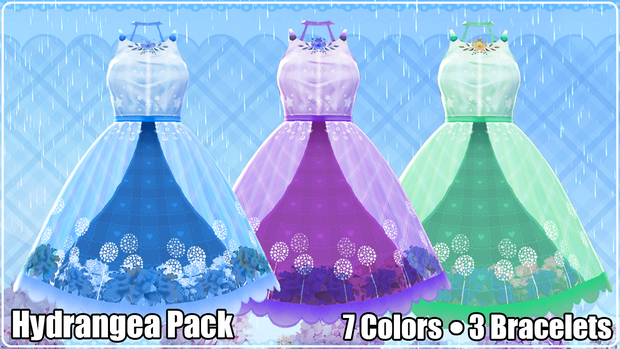 【VRoid】Hydrangea Dress Pack【7 Colors /3 Bracelets/ PSD File】