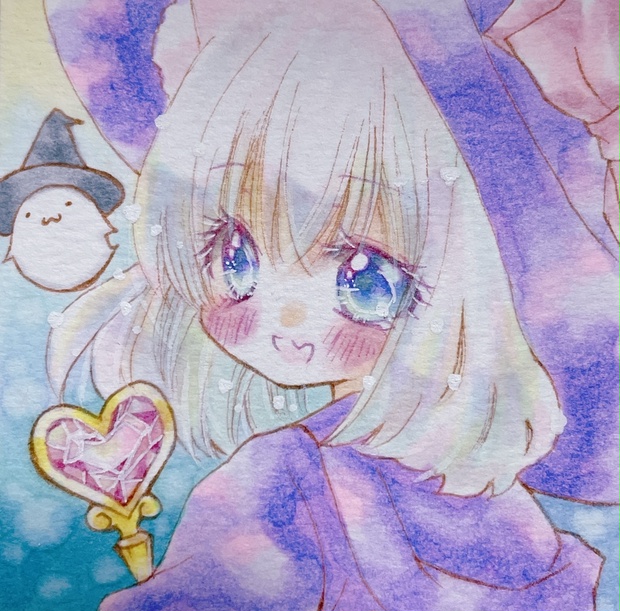 手描きイラスト ハロウィンの猫魔女 - akanekuma - BOOTH