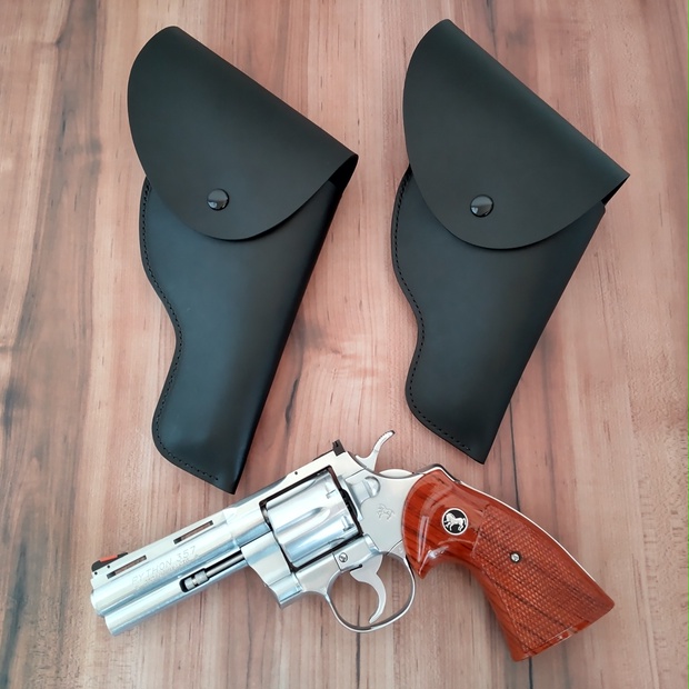 【受注製作】レザーホルスター ポリス風 コルト パイソン・S&W 