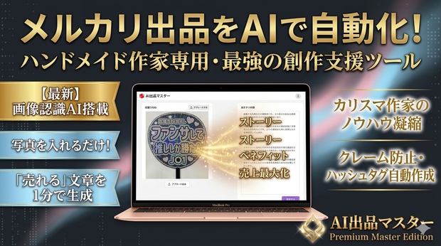 【画像認識AI搭載】メルカリ出品文章・自動生成ツール：Premium Master Edition