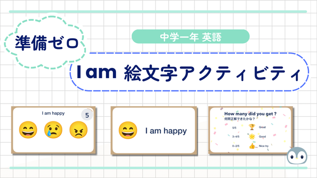 [中学1年 be動詞アクティビティ] 絵文字クイズ