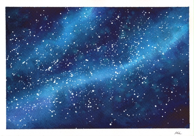 【水彩原画】宇宙の海 227×158mm （003）