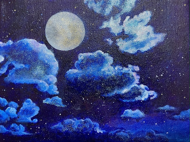 【アクリル原画】キラキラ夜空 13×18cm