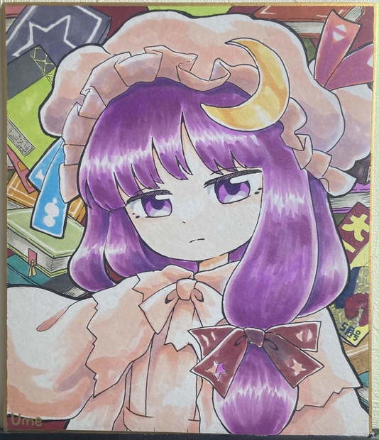 手描きイラスト 同人 東方Project パチュリー・ノーレッジ ミニ色紙 手描きイラスト 同人 ミニ色紙 パチュリー・ノーレッジ 東方