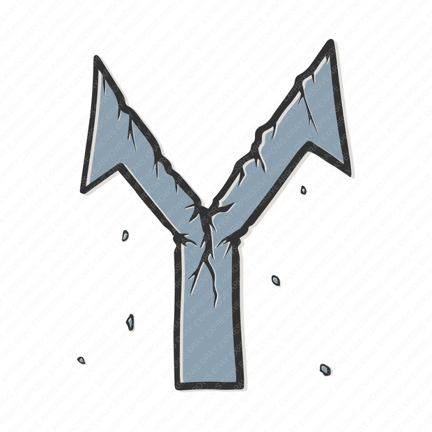 内部分裂を表す分裂矢印イラスト｜対立・分断・判断の分岐を示す素材