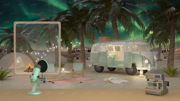 【3Dバーチャル背景】天の川と星空のキャンプ場｜Night Camping / VTuber・配信背景