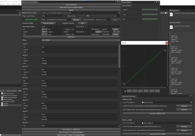 Unity Game Balance Editor Tool